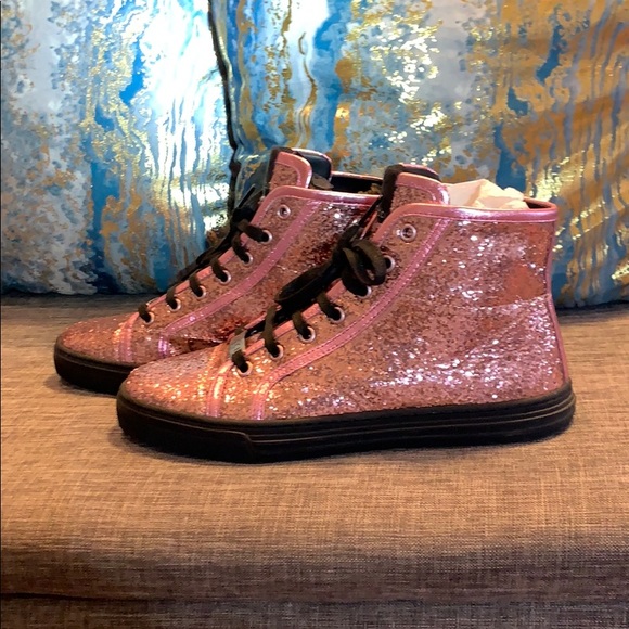 Pink Glitter Gucci Sneakers - Picture 3 of 7
